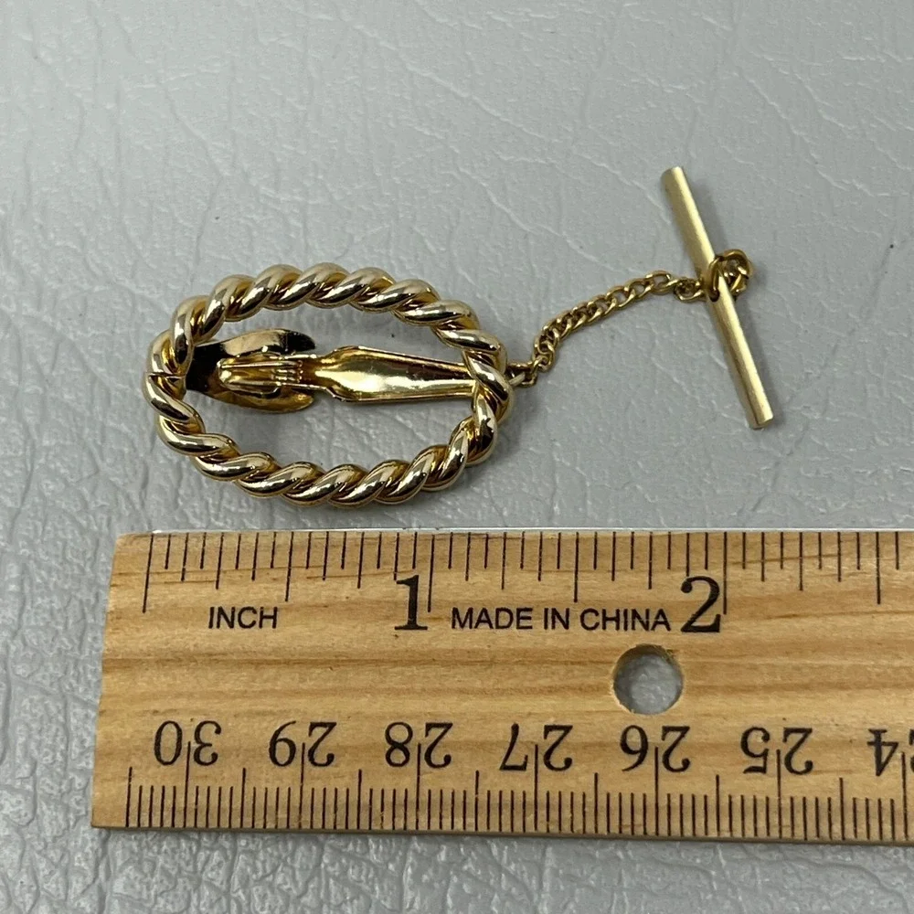 Vintage Swank Oval Tie Clip Mens Womens Gold Tone Open Oval‎